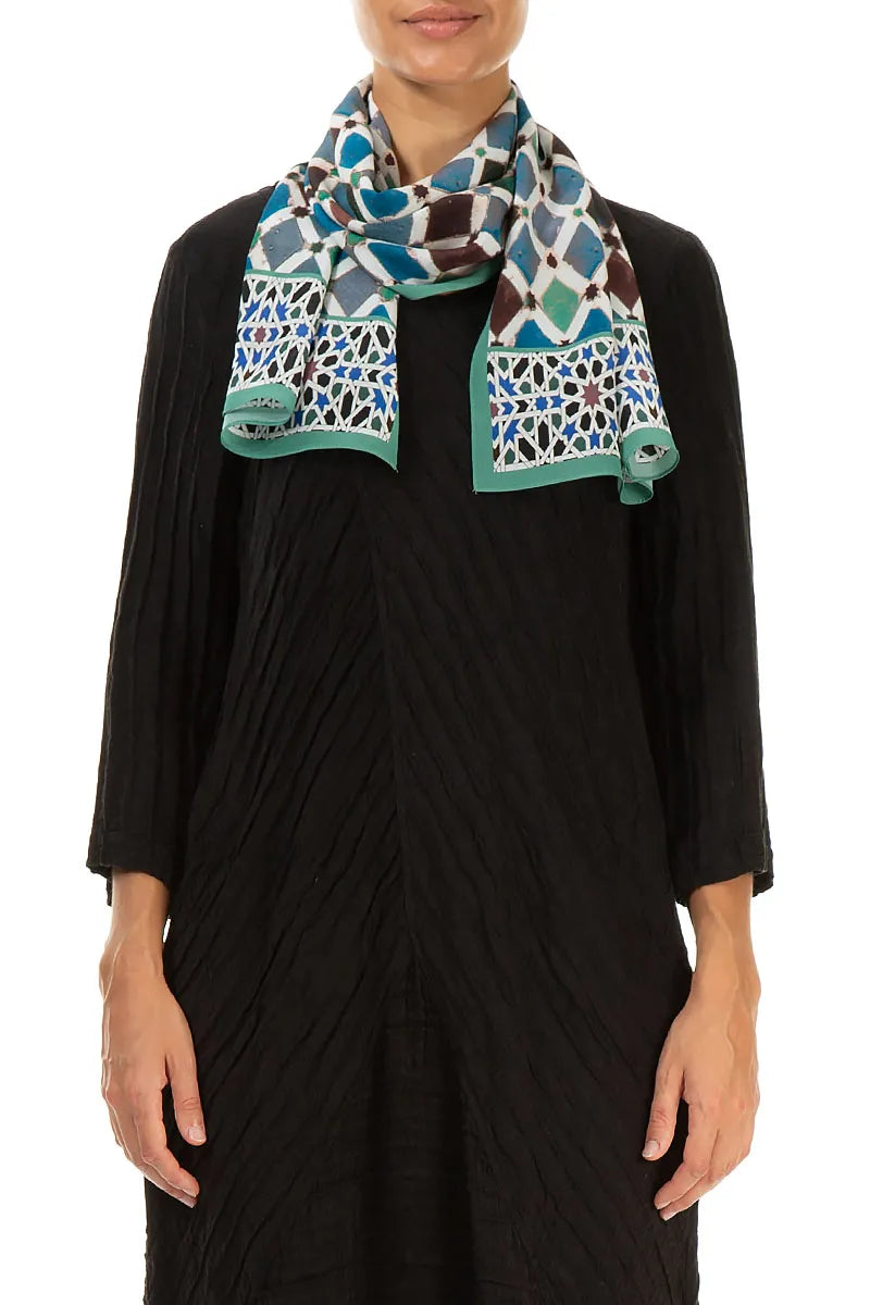 Emerald Mosaic Silk Scarf