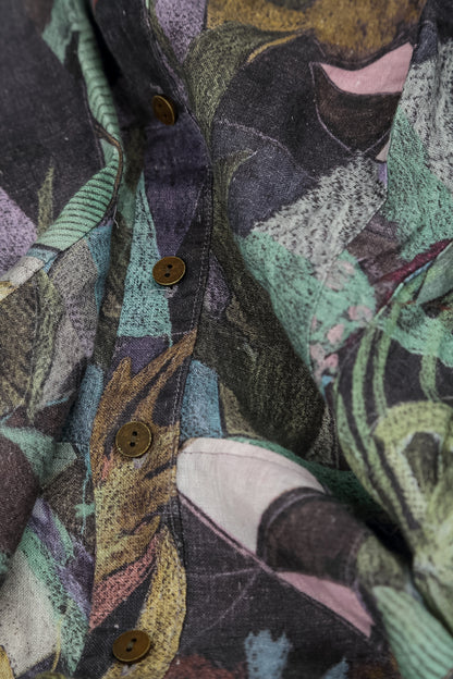 Empire Waist Art Mosaic Linen Dress 5