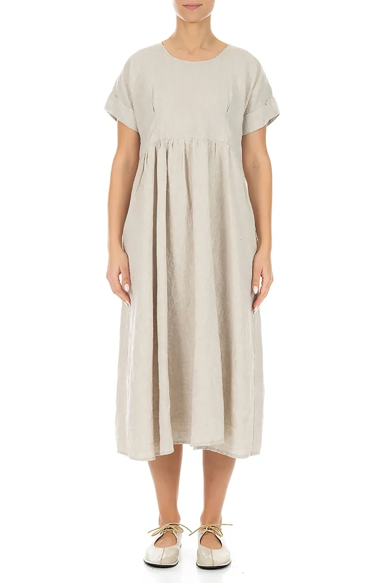 Empire Waist Natural Linen Dress 1