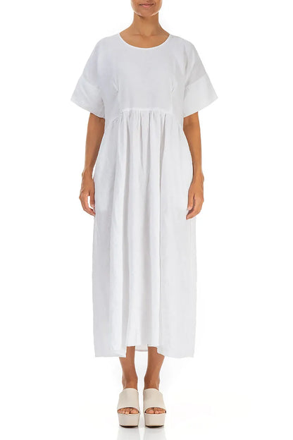 Empire Waist White Linen Dress – grizas.com