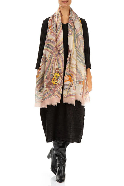 Écharpe en cachemire et soie Equestrian Parade