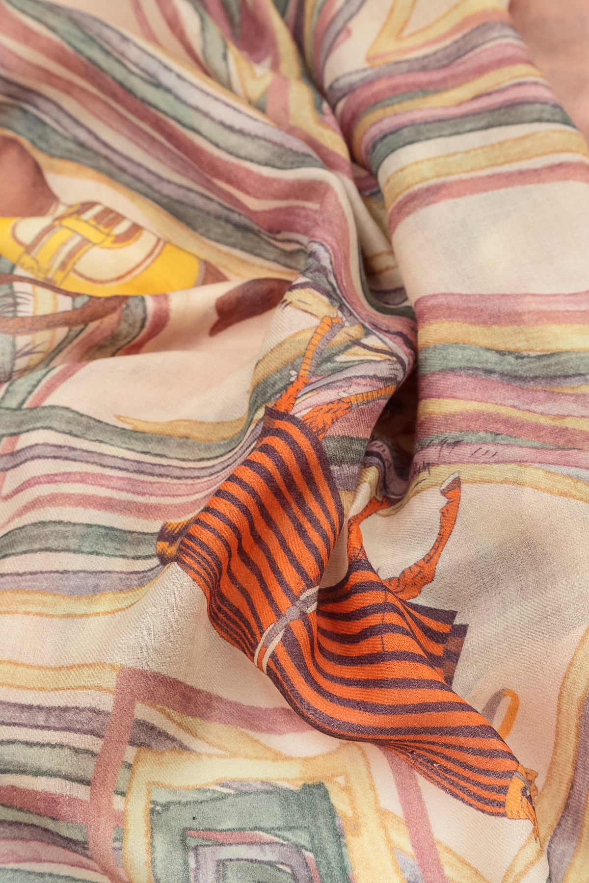 Écharpe en cachemire et soie Equestrian Parade