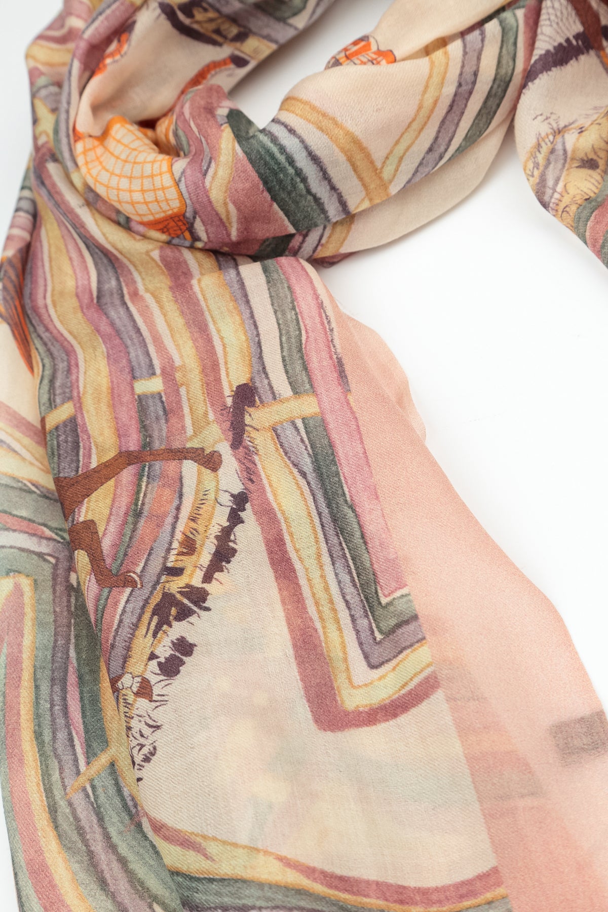 Écharpe en cachemire et soie Equestrian Parade