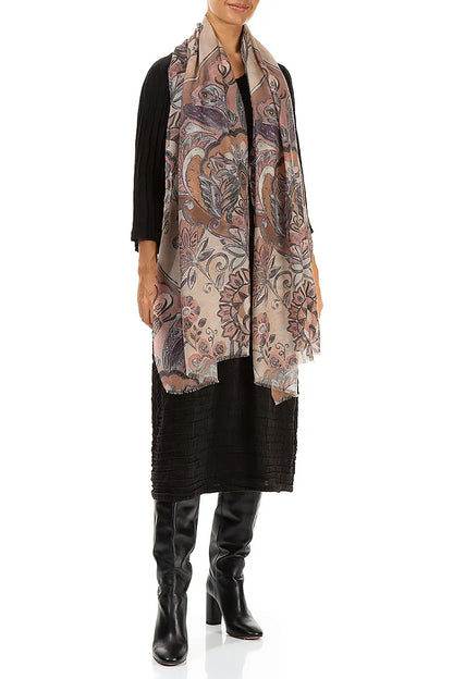 Écharpe en cachemire et soie Ethereal Garden