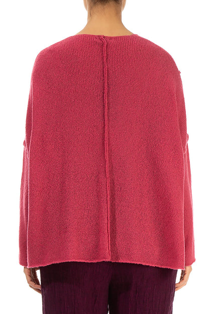 Exposed Seam Berry Rose Wool Sweater