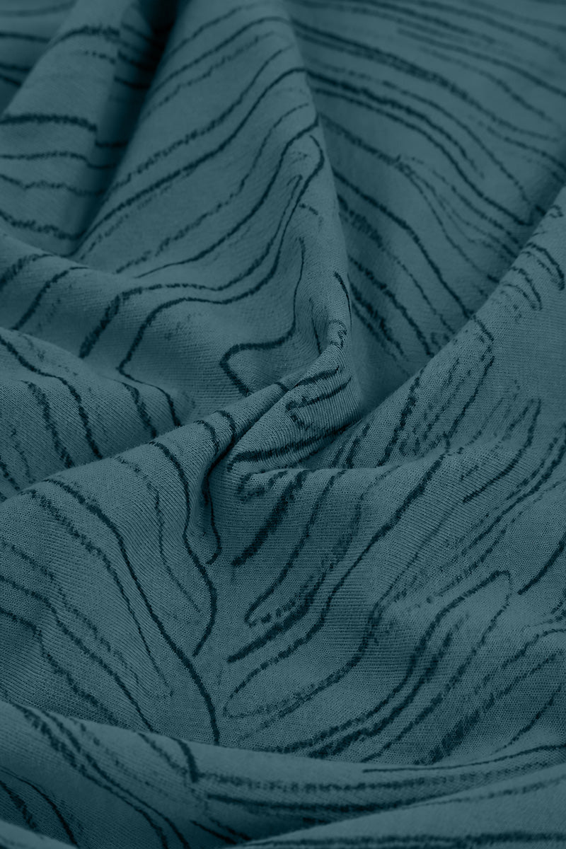 Exposed Seam Deep Turquoise Feathers Cotton Dress 5