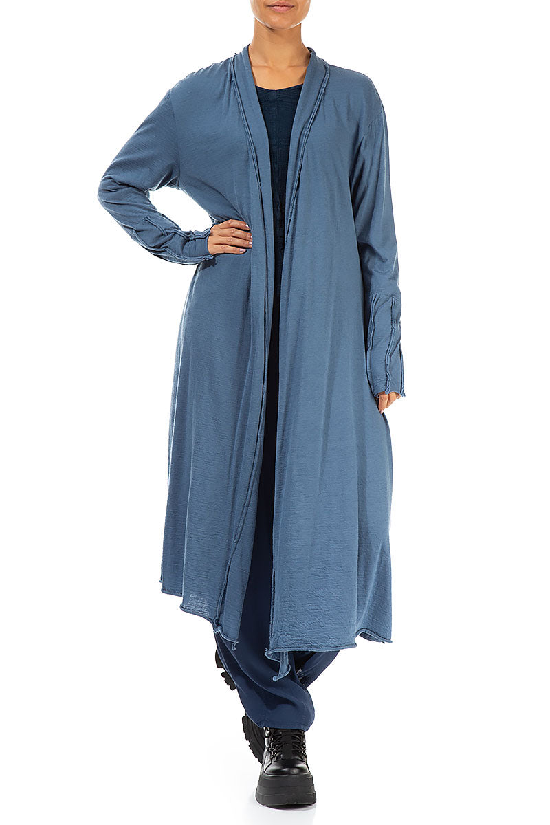 Exposed Seam Open Blue Wool Jacket 3