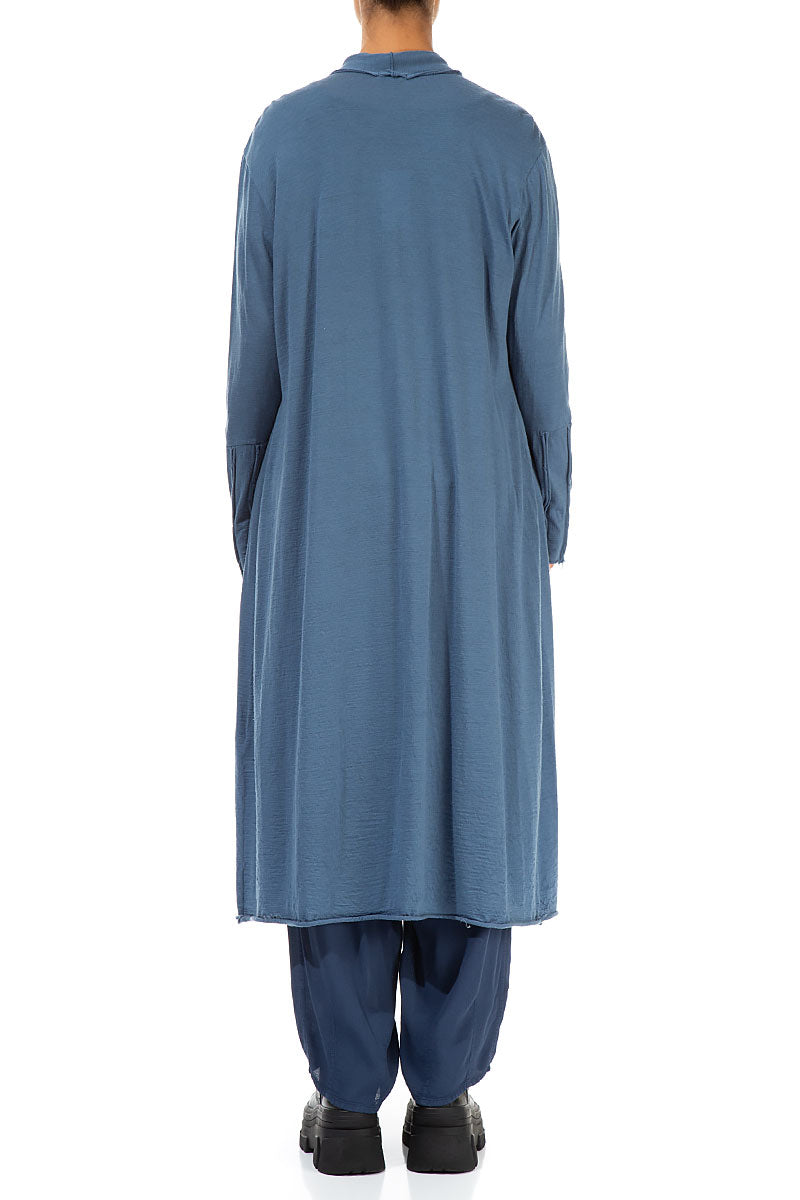 Exposed Seam Open Blue Wool Jacket 2