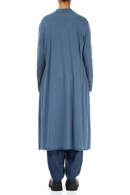 Exposed Seam Open Blue Wool Jacket 2