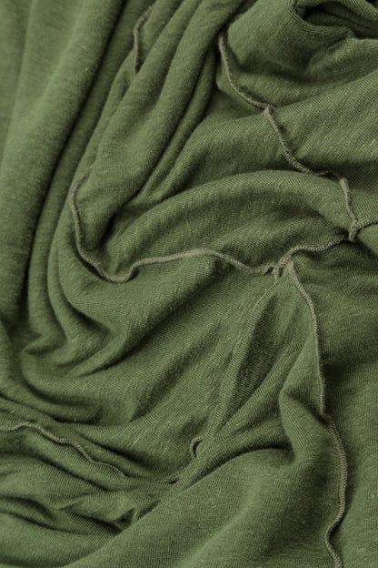 Exposed Seam Shamrock Green Soft Linen Tunic 5
