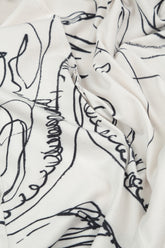 Exposed Seam White Abstract Draw Cotton Dress 5