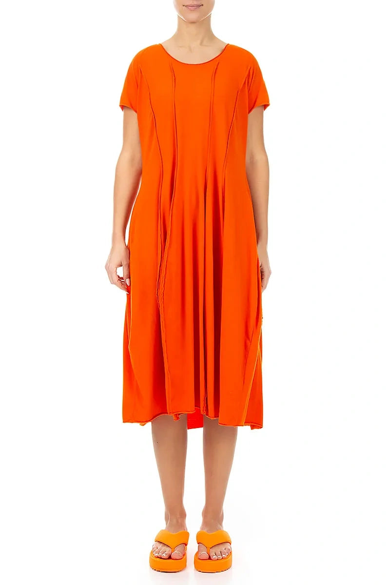 Baumwollkleid „Exposed Seams“ Flammorange