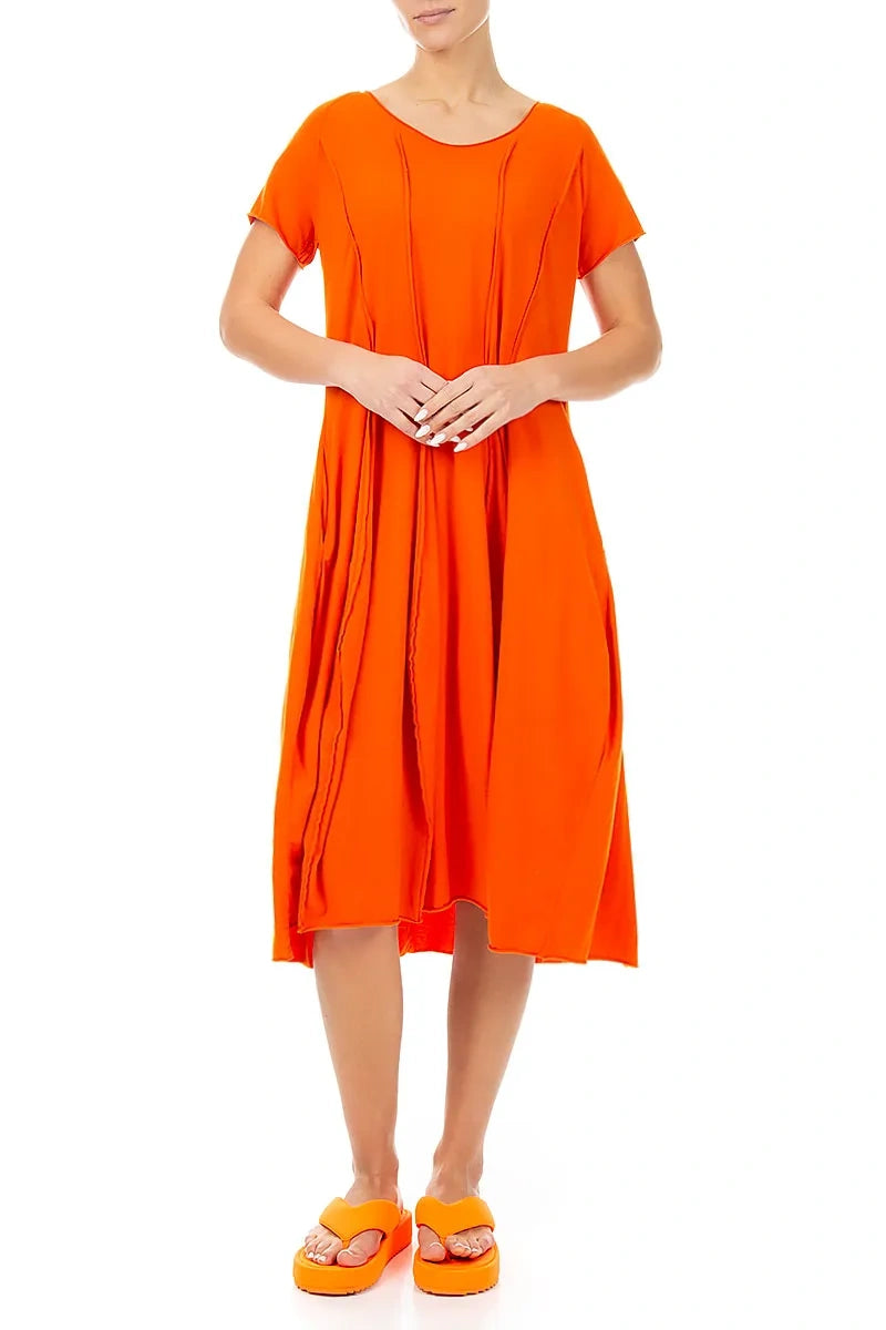 Baumwollkleid „Exposed Seams“ Flammorange