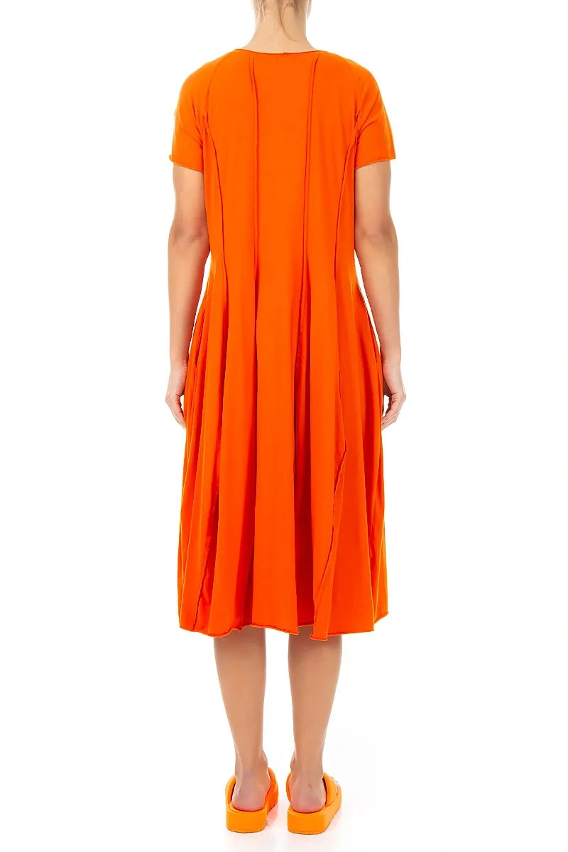 Baumwollkleid „Exposed Seams“ Flammorange