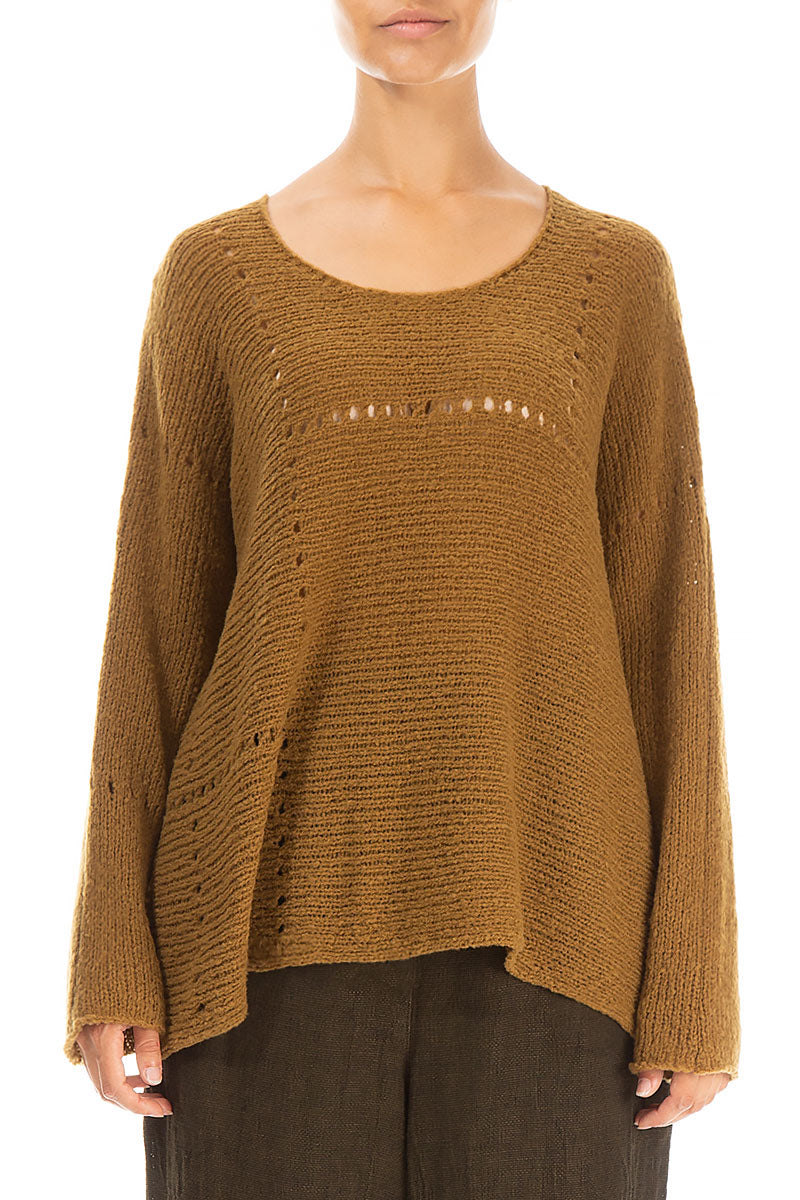 Eyelet Mustard Wool Sweater 1