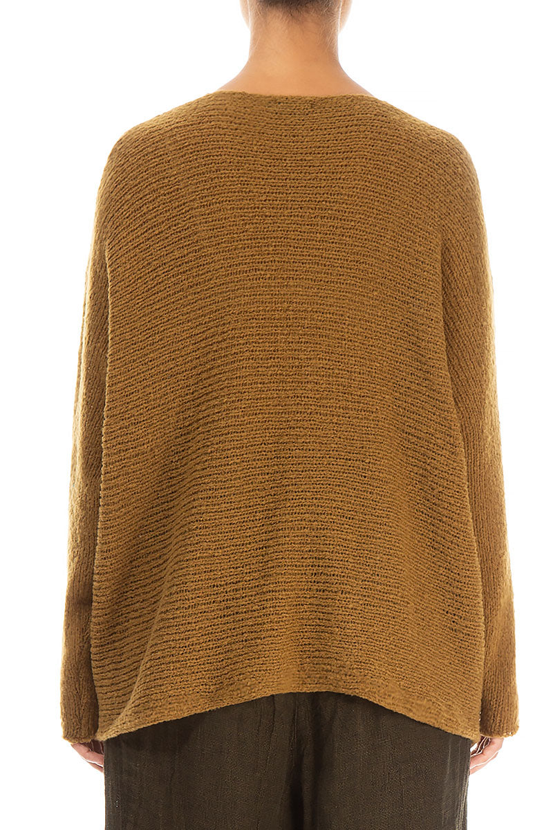 Eyelet Mustard Wool Sweater 2