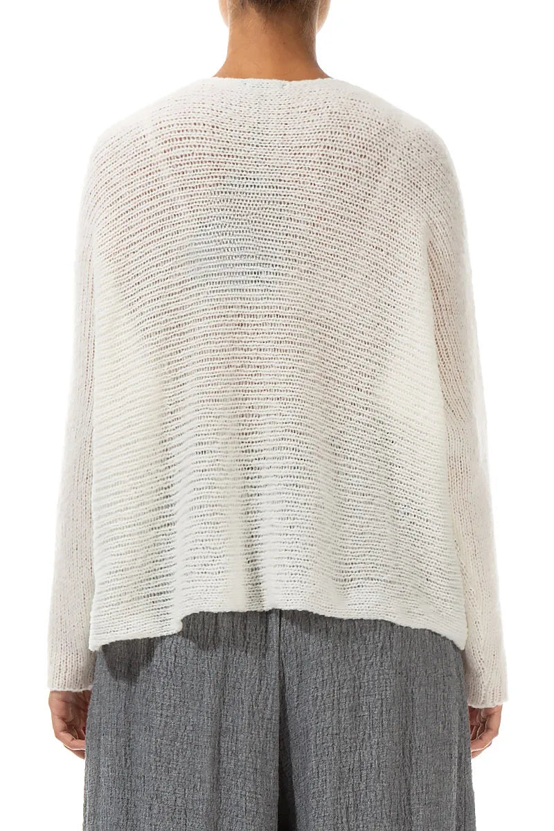 Eyelet White Wool Sweater 2