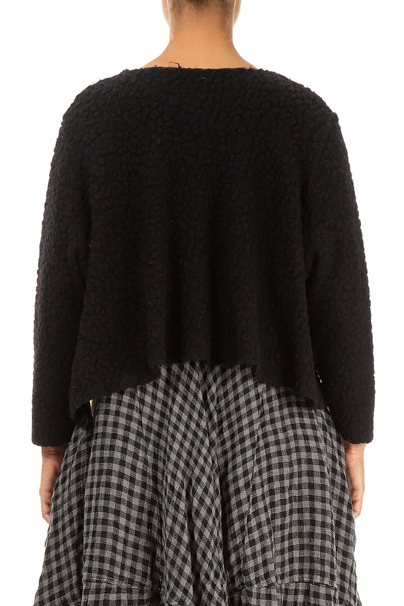 Felted Plush Wool Black Cotton Jumper 2