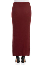 Fitted Crinkled Red Silk Viscose Maxi Skirt 2