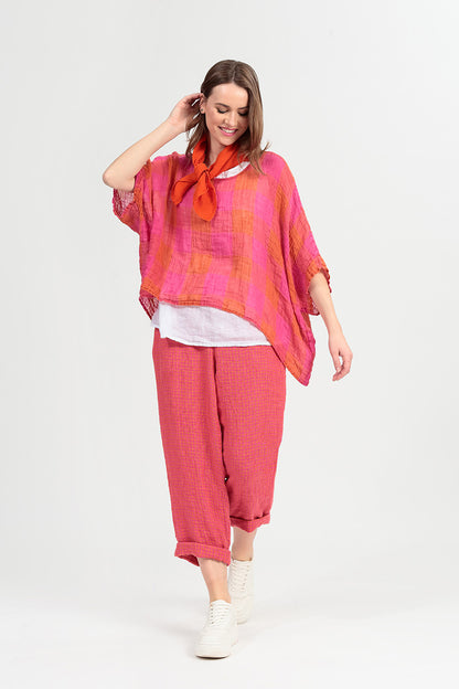 Flame Orange Gauze Linen Square Scarf