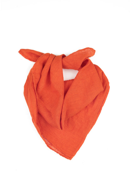 Flame Orange Gauze Linen Square Scarf