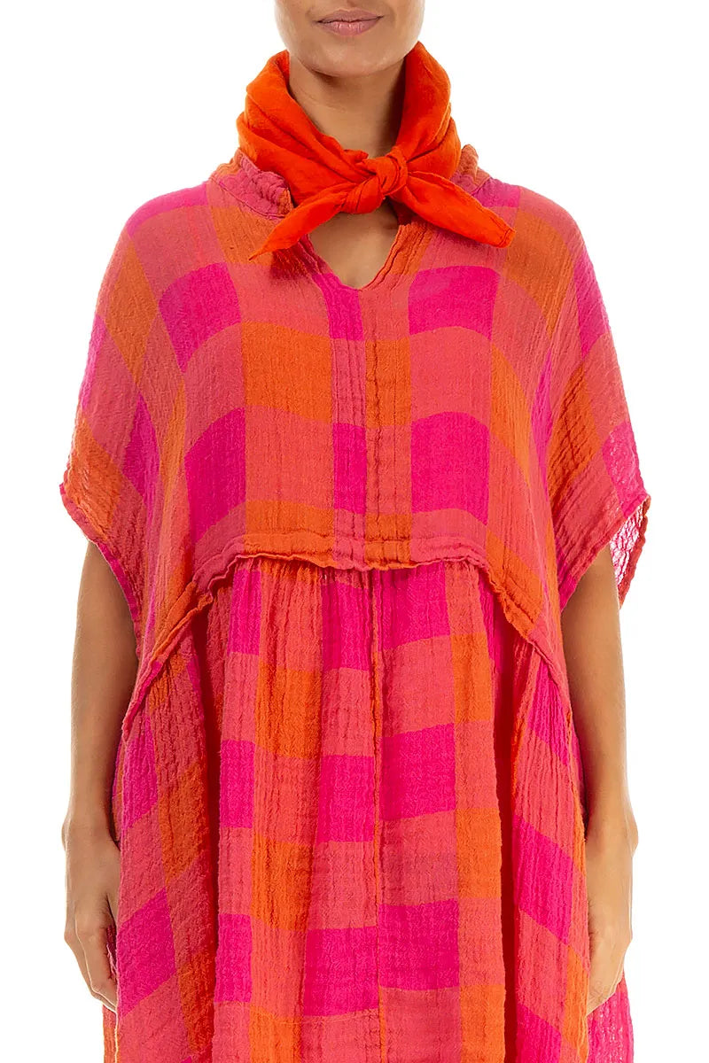 Flame Orange Gauze Linen Square Scarf