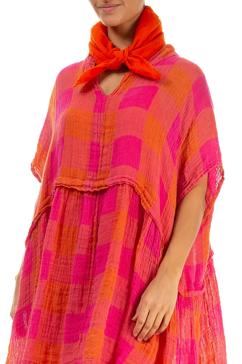 Flame Orange Gauze Linen Square Scarf