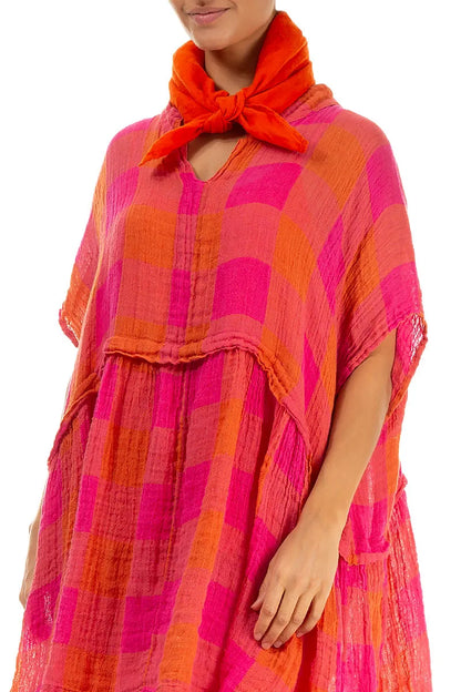 Flame Orange Gauze Linen Square Scarf