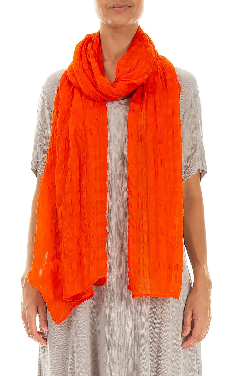 Flame Orange Light Silk Scarf 1