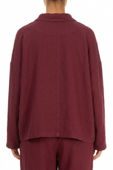Flap Pocket Antique Ruby Linen Jacket 3