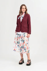 Flap Pocket Antique Ruby Linen Jacket 1