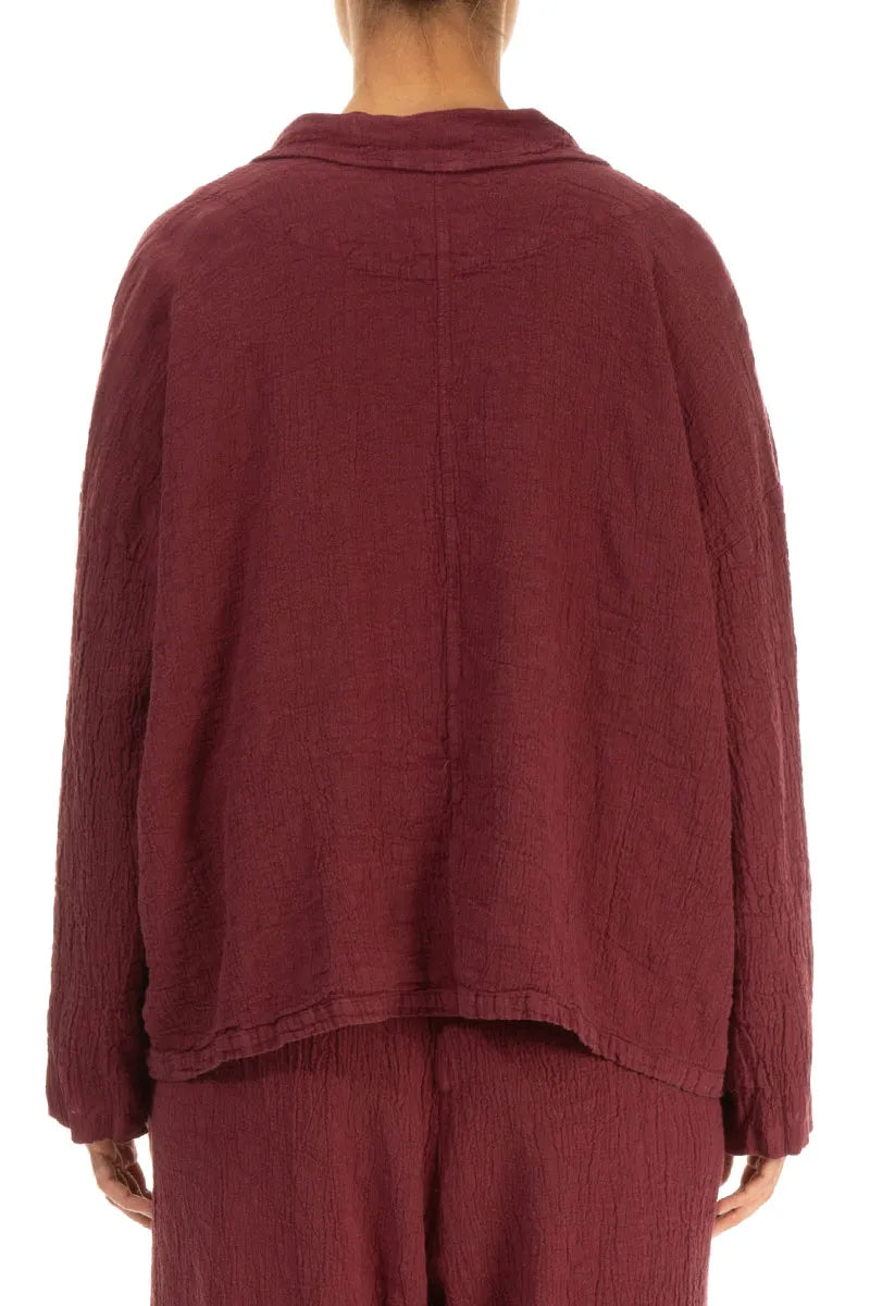 Flap Pocket Antique Ruby Textured Linen Jacket 2