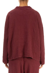 Flap Pocket Antique Ruby Textured Linen Jacket 2