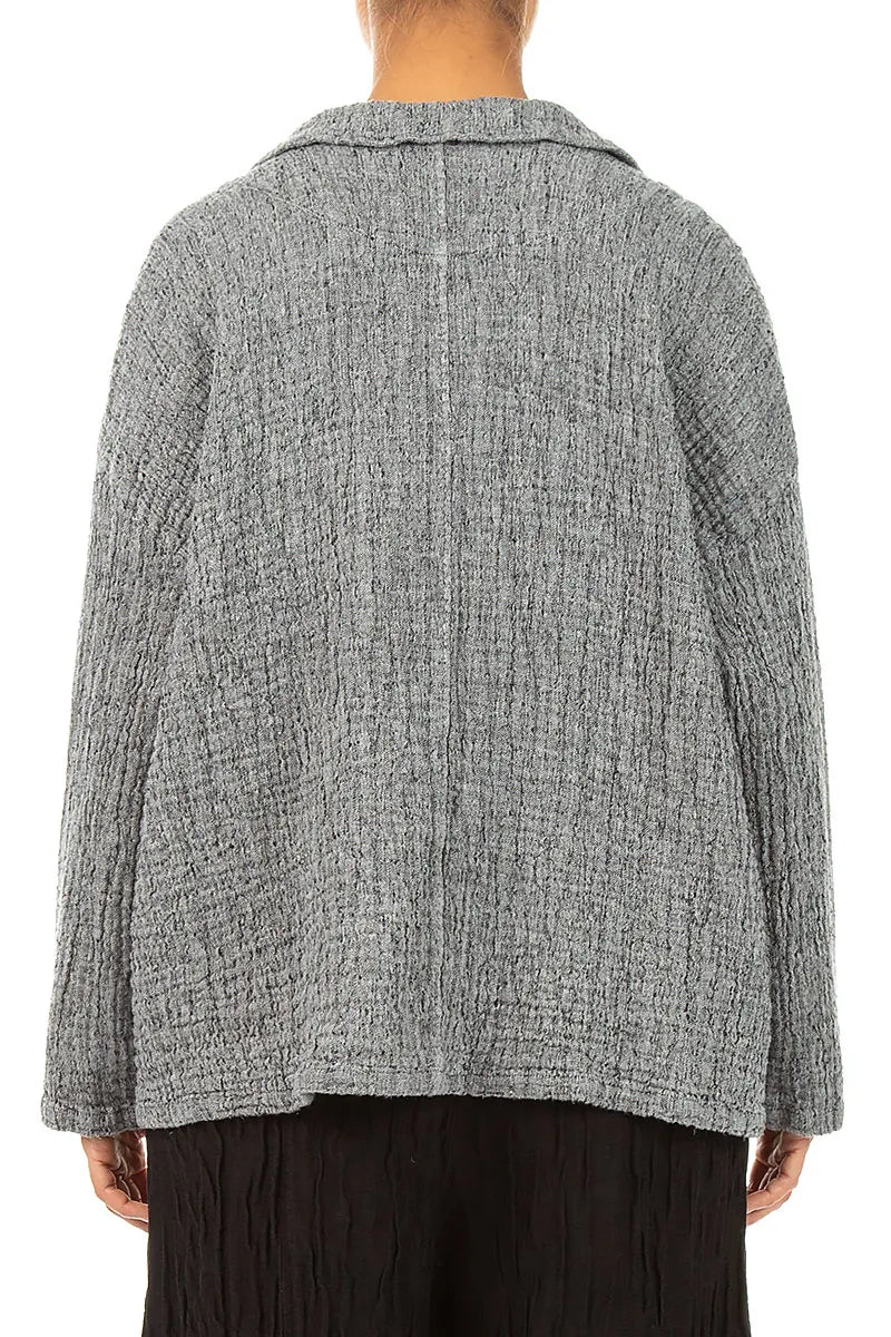 Flap Pocket Grey Textured Linen Jacket 2