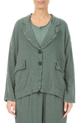 Flap Pocket Sage Textured Linen Jacket 1
