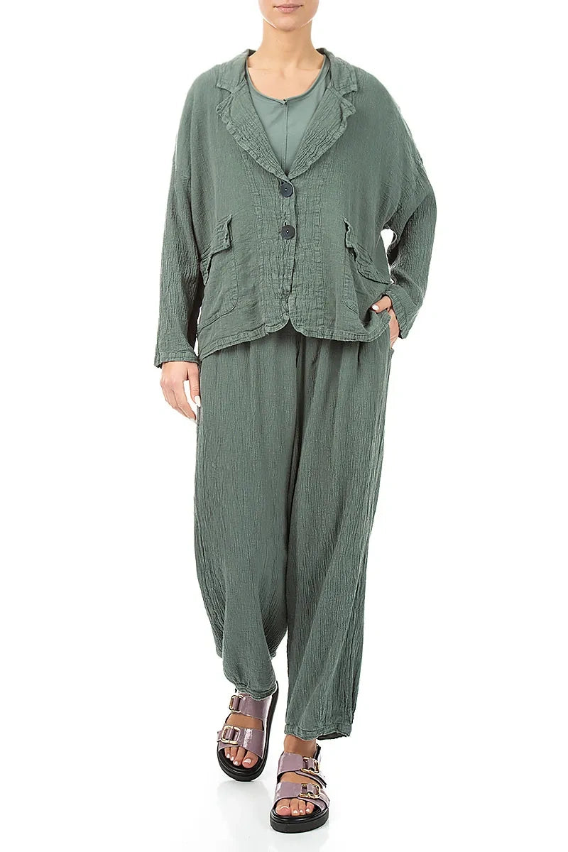 Flap Pocket Sage Textured Linen Jacket 4