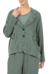 Flap Pocket Sage Textured Linen Jacket 3
