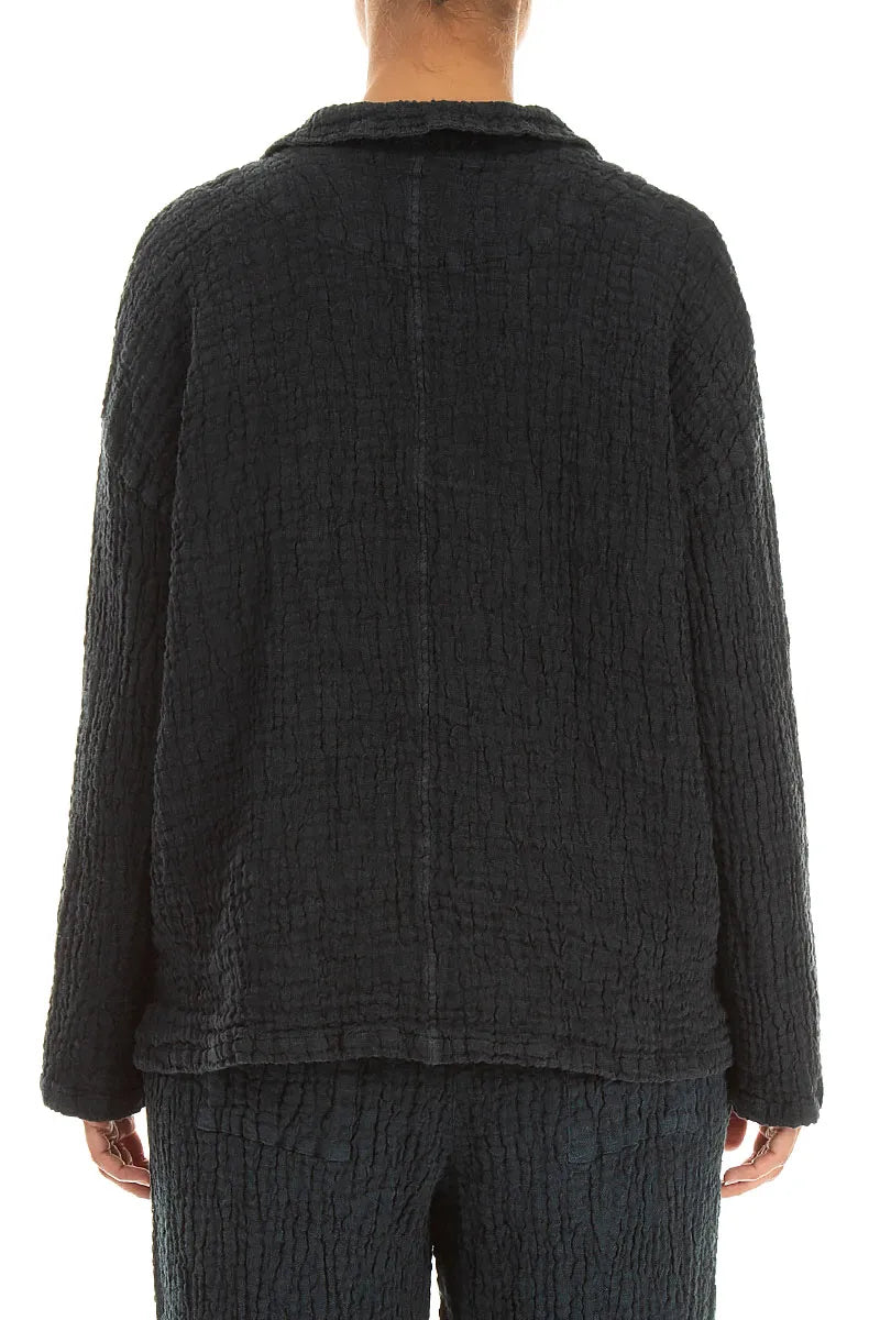 Flap Pocket Slate Textured Linen Jacket 2