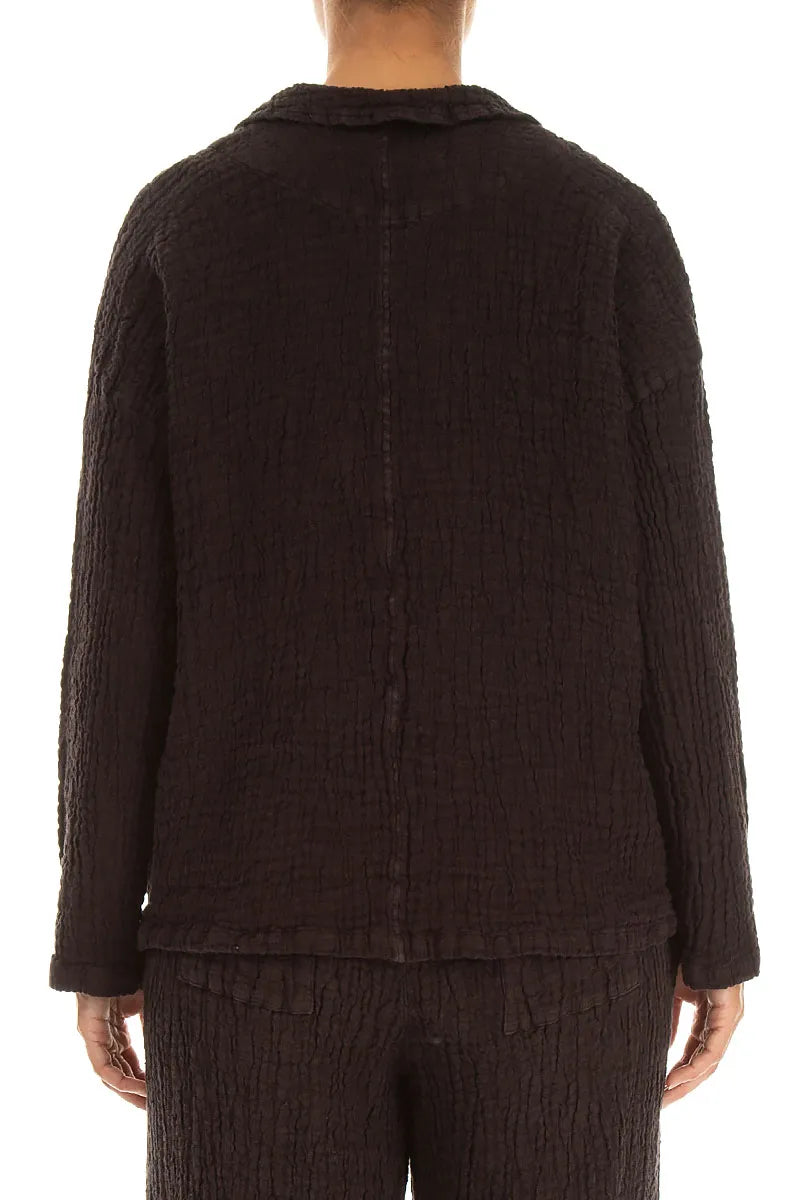 Flap Pocket Truffle Brown Textured Linen Jacket 2