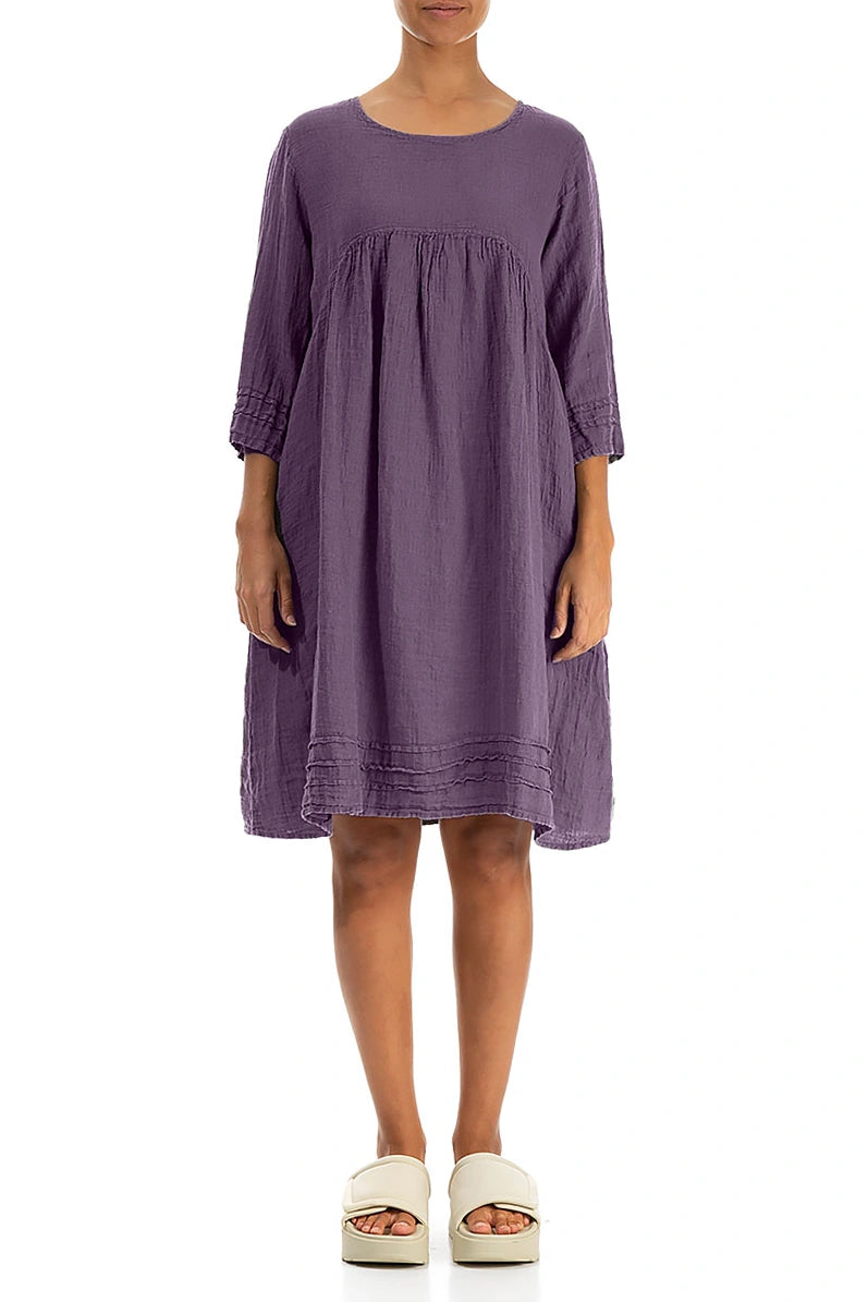 Robe en lin de crêpe évasée couleur améthyste