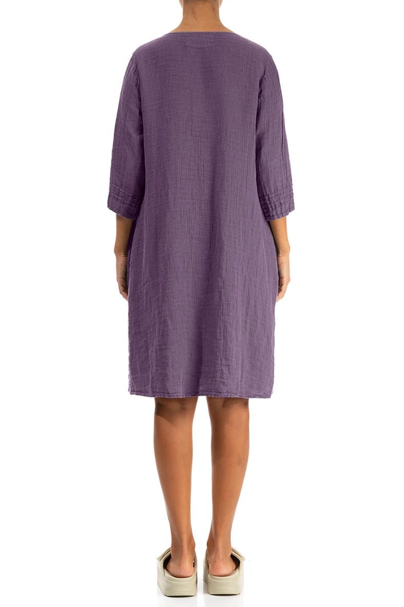 Robe en lin de crêpe évasée couleur améthyste