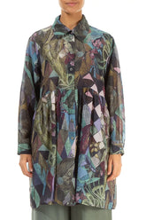 Flared Art Mosaic Silk Cotton Jacket 1