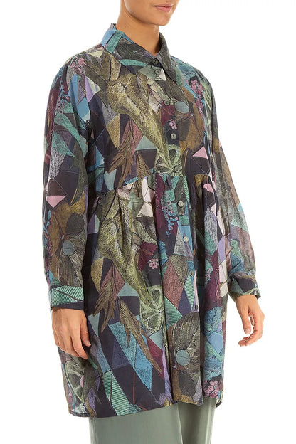 Flared Art Mosaic Silk Cotton Jacket 3