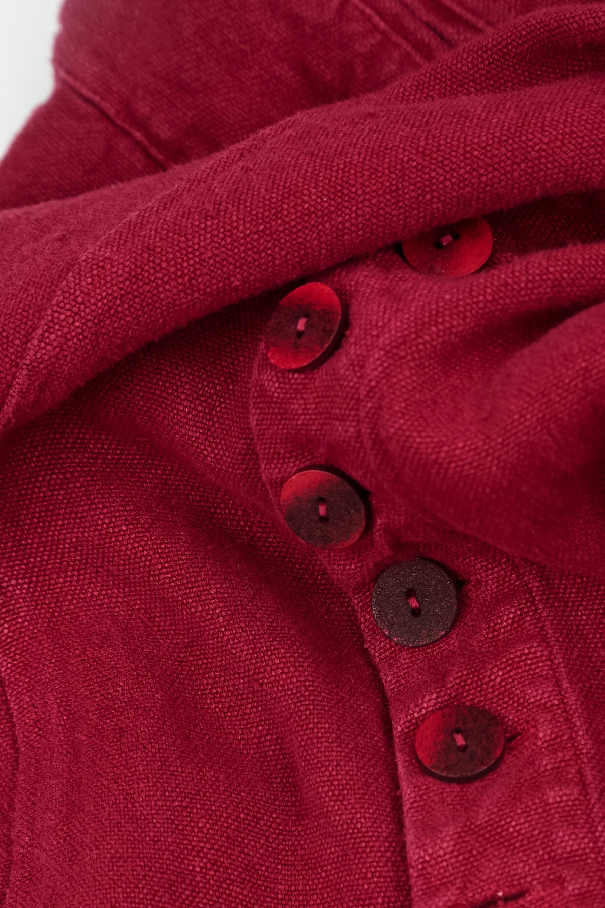 Manteau évasé dans le dos en lin épais Rouge rubis