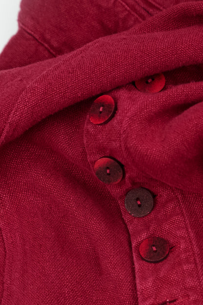 Manteau évasé dans le dos en lin épais Rouge rubis