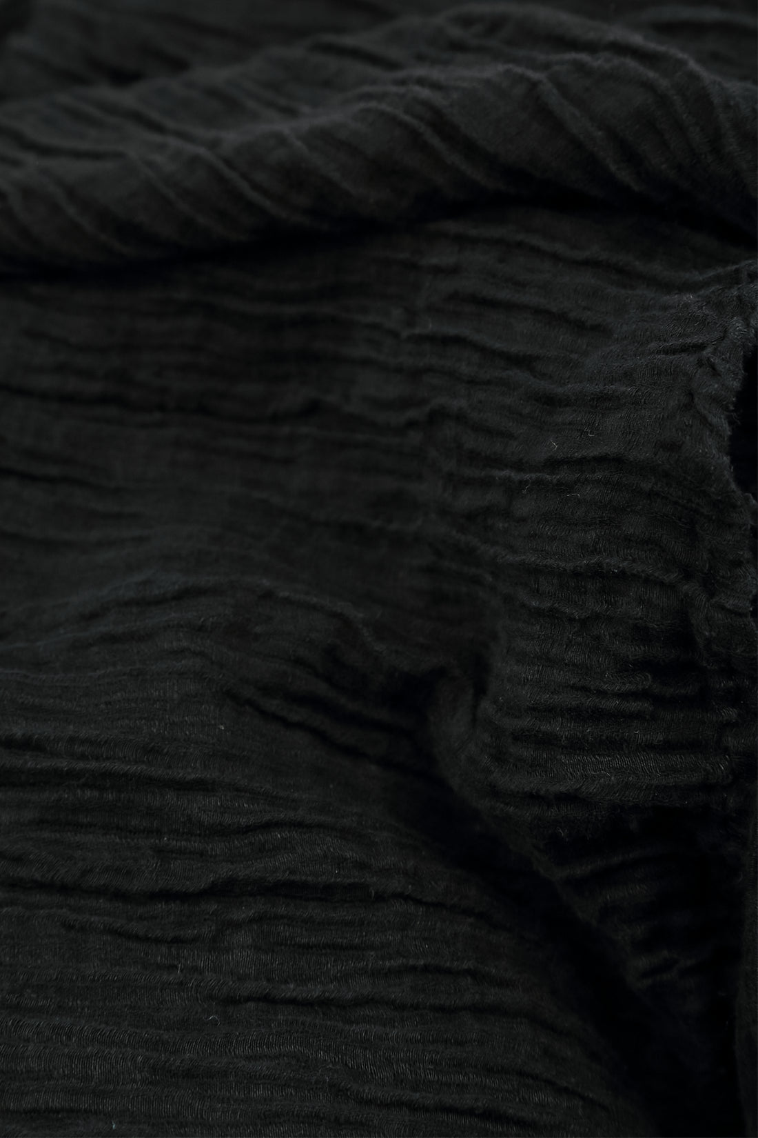 Flared Balloon Crinkled Black Silk Dress 5