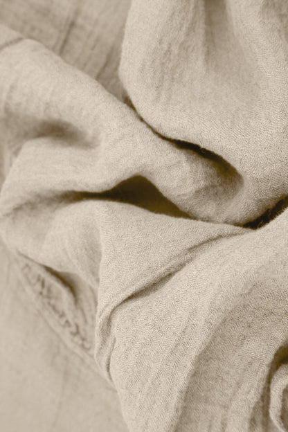 Jupe évasée en crêpe de lin beige