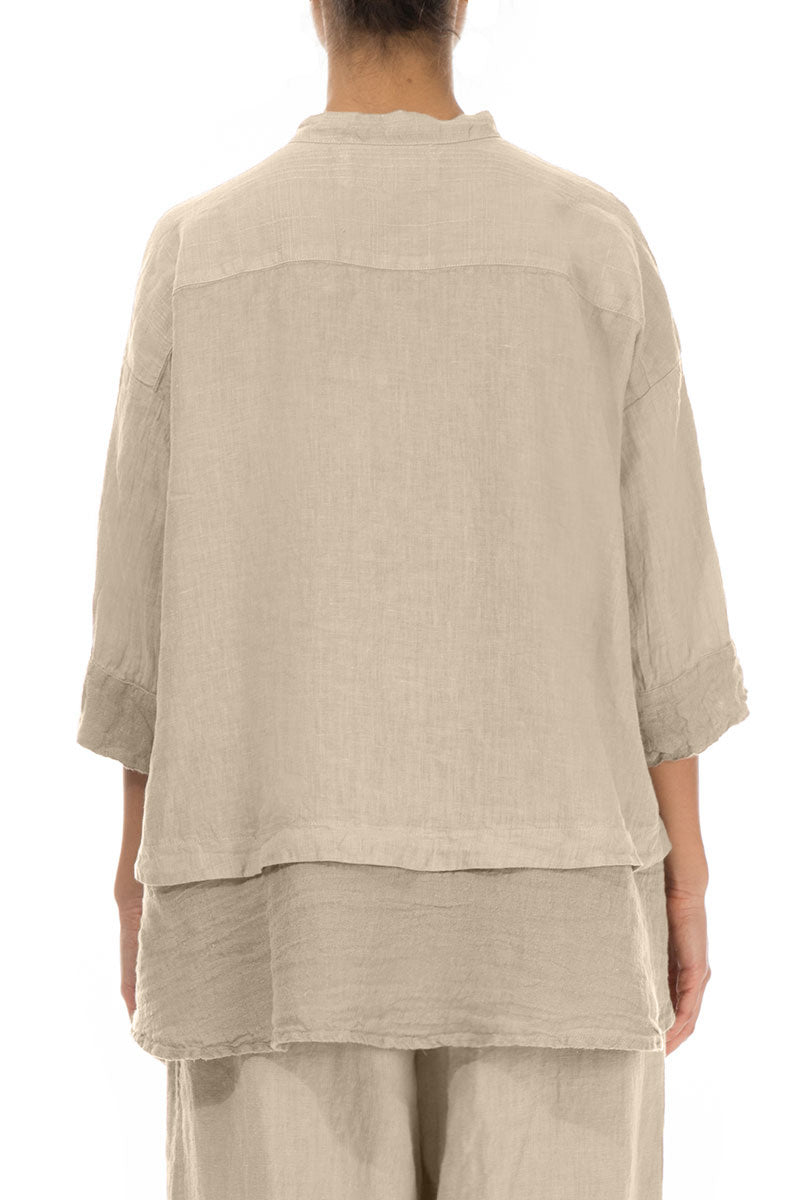 Chemise évasée en lin beige