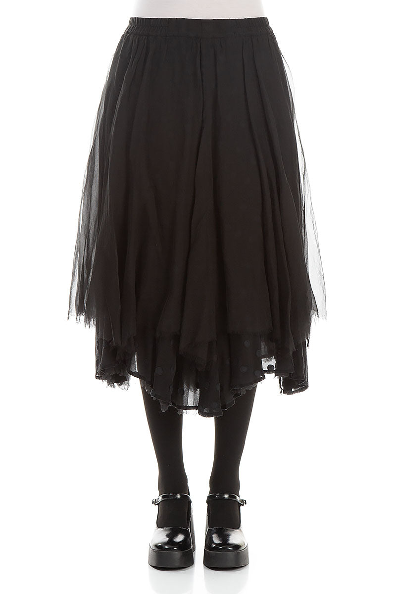 Flared Black Silk Chiffon Skirt 1