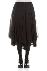 Flared Black Silk Chiffon Skirt 1